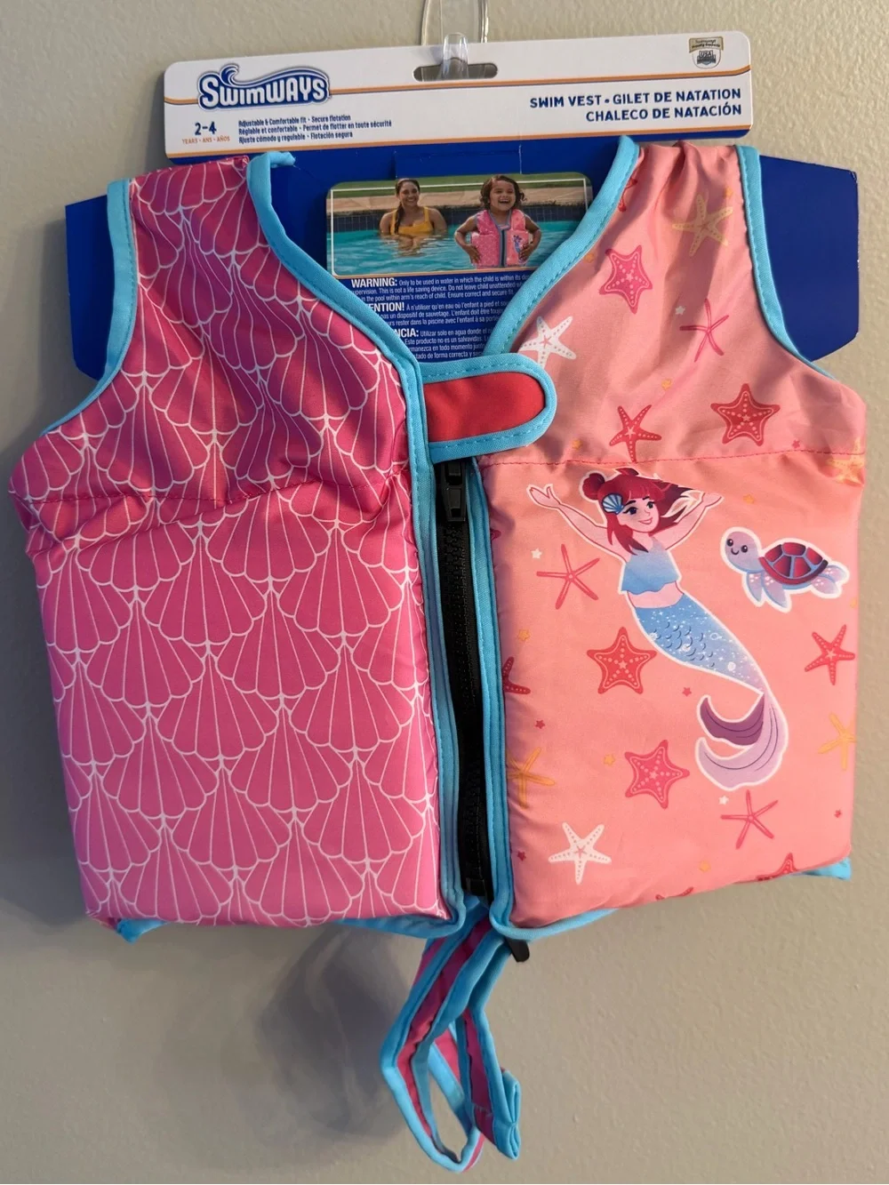 SwimWays Pink Mermaid Swim Vest for 2-4 Year Olds - Pool Water Beach Ocean